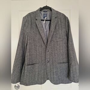 Gap Blazer Jacket XLarge Men Gray Wool‎ Single Vent 2 Buttons